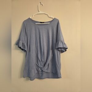 Women's Blue Ruffle Sleeve Top A.U.W Brand.
